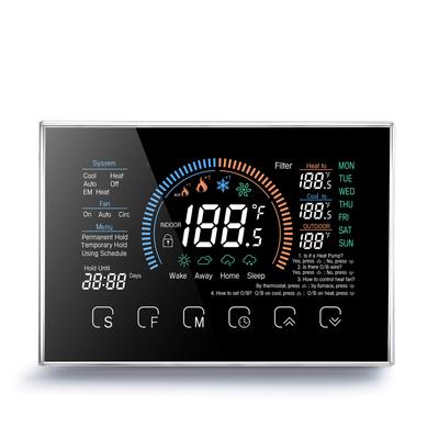 Heat Pump Room Thermostat Temperature Controller 4.8 Inch Color LCD Screen Programmable Touch
