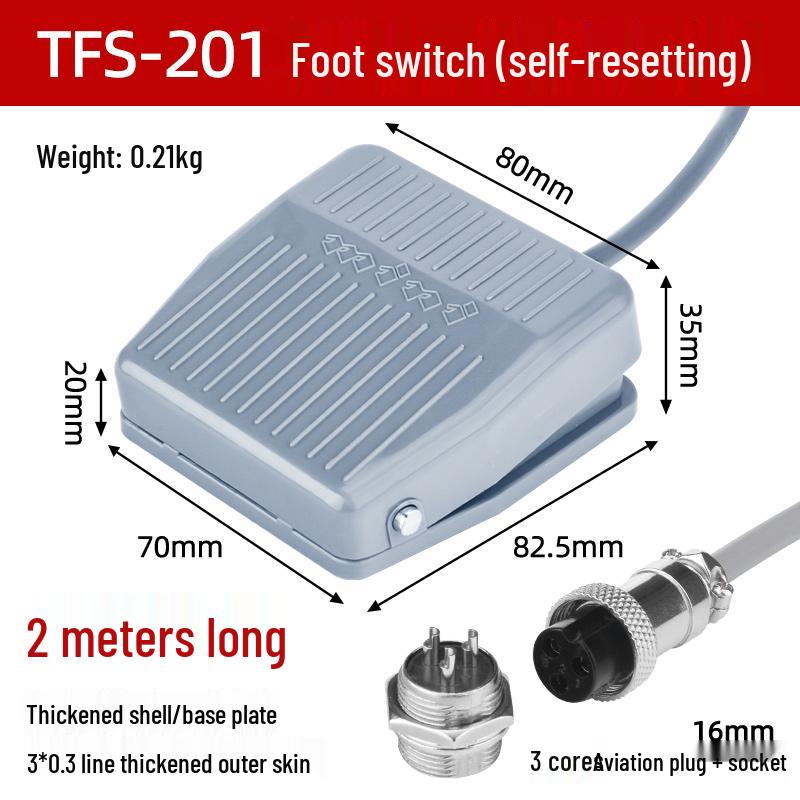 TFS-1 Spot Welder Foot Switch with Aviation Plug, 2-Meter Cable, and Self-Resetting Iron Shell