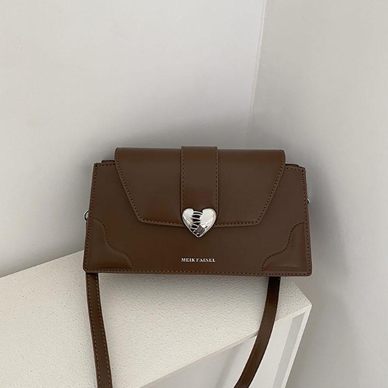 Autumn And Winter Vintage Red New Bag Lady Heart Design Fashion Single Shoulder Crossbody Bags Casual Underarm Small Square Pack