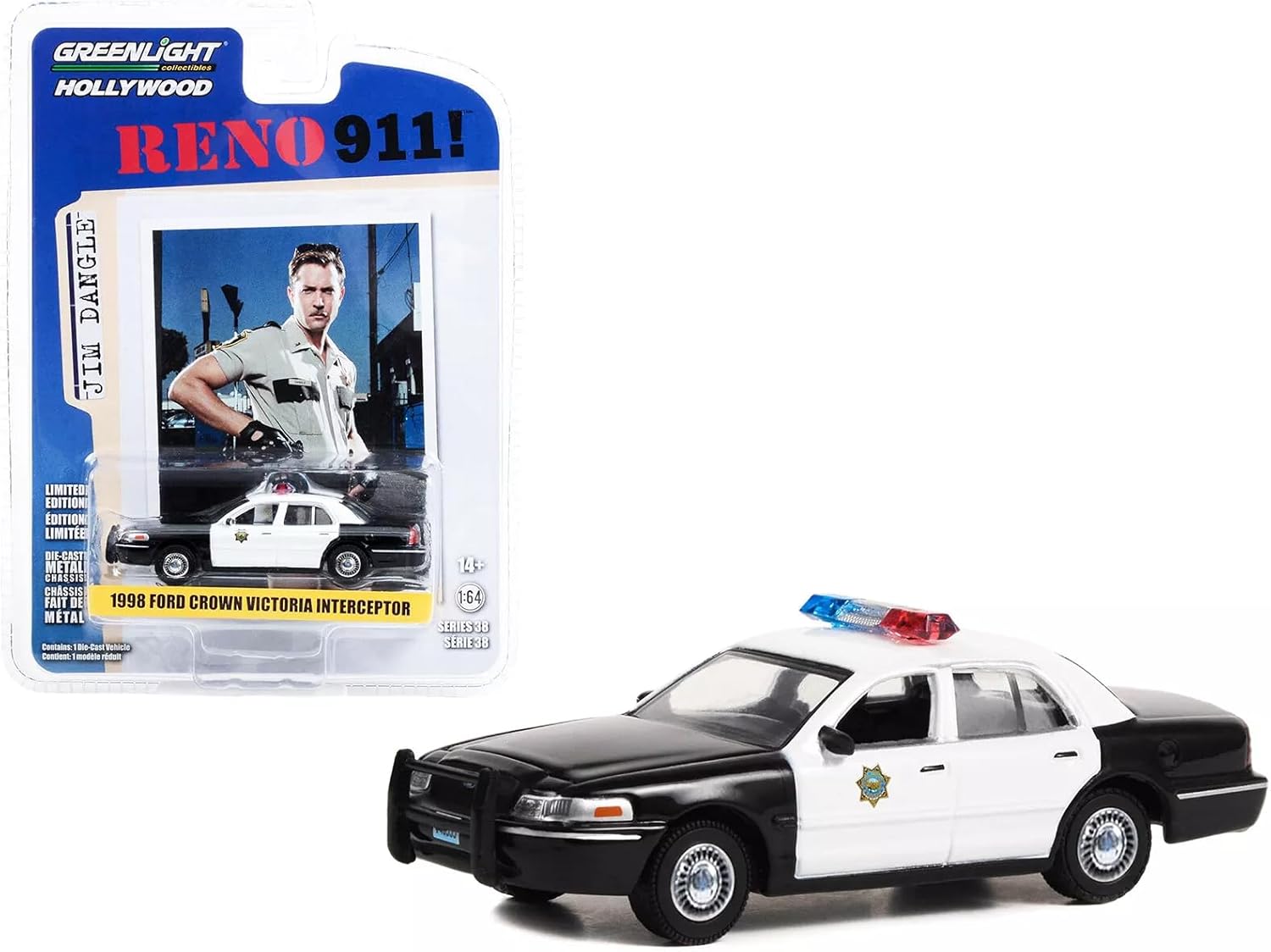 

Масштаб Greenlight Ford Crown Victoria Police Interceptor Сериал Greenlight Crown Victoria Police Reno 1/64 Reno 911! 911! [Использовал]