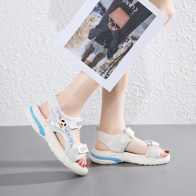 Sandales d'été pour femmes, grandes, mode, velcro, plein air, loisirs, sport, plage, pantoufles