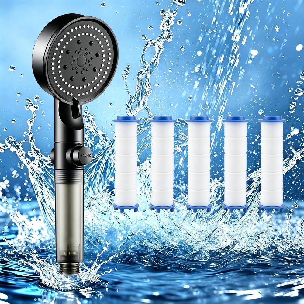 Grey Filter Handheld Shower Head High Pressure Sprayer Comes with 5 Replacement Cartridges Remove Impurities to Soften Bath Wate