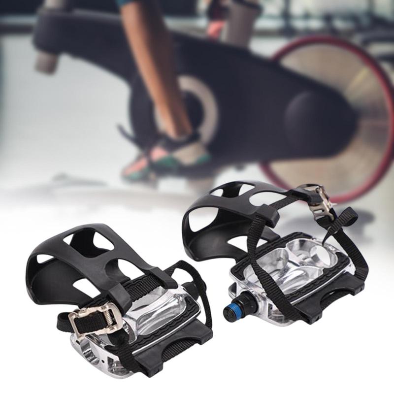 Exercise Bike Pedals 1/2” Thread Professional Non Slip Lightweight with Straps
