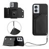 For Motorola Edge 50 Fusion 5G Etui Kortholder Støtte Skin-Touch Telefondeksel med Håndleddsstropp