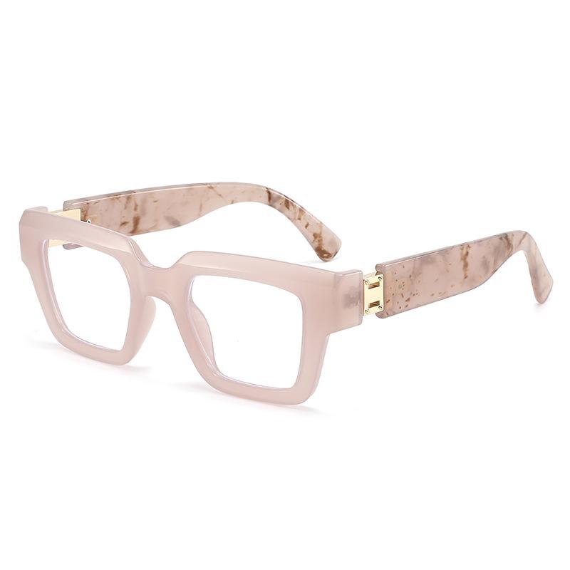 Stylish Anti-Blue Light Square Frame Reading Glasses - Color Block Trend, Versatile and Fashionable Design