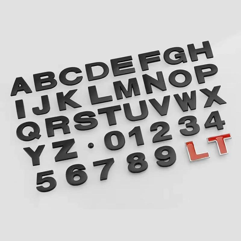 3D Metal DIY Letters Alphabet Numbers Emblem Decal Digital Badge Car Styling Rear Trunk Logo Sticker Accessories Motorcycle