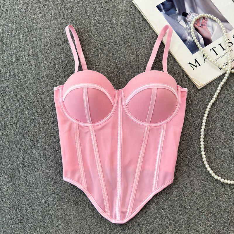 Outwear Corset Asymmetrical Hem Fishbone Soft Support Steel Ring Short Vest Sling Slim-Fitting Simple Tube Top Tops