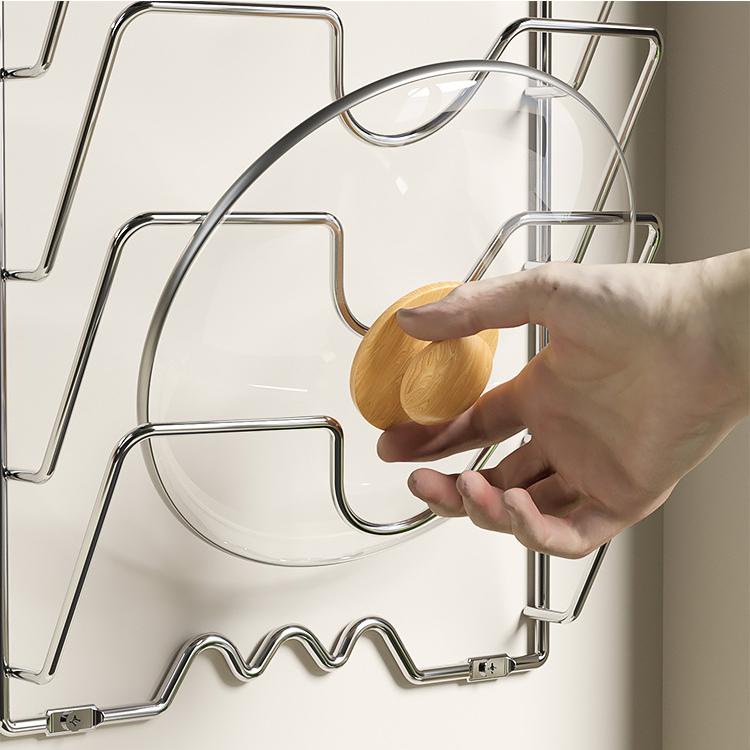 Kitchen Accessories Stainless Steel Pot Lid Shelf Kitchen Organizer Pan Cover Lid Rack Stand Holder Dish Rack
