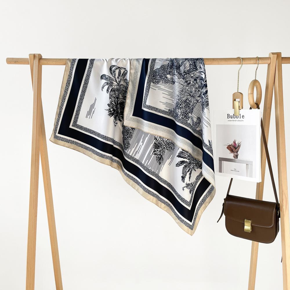 90*90Cm Square Scarf Twill Cotton Feeling Women Head Shawls And Wraps Luxury Print Neck Scarves Hijab Bandana Pashmina