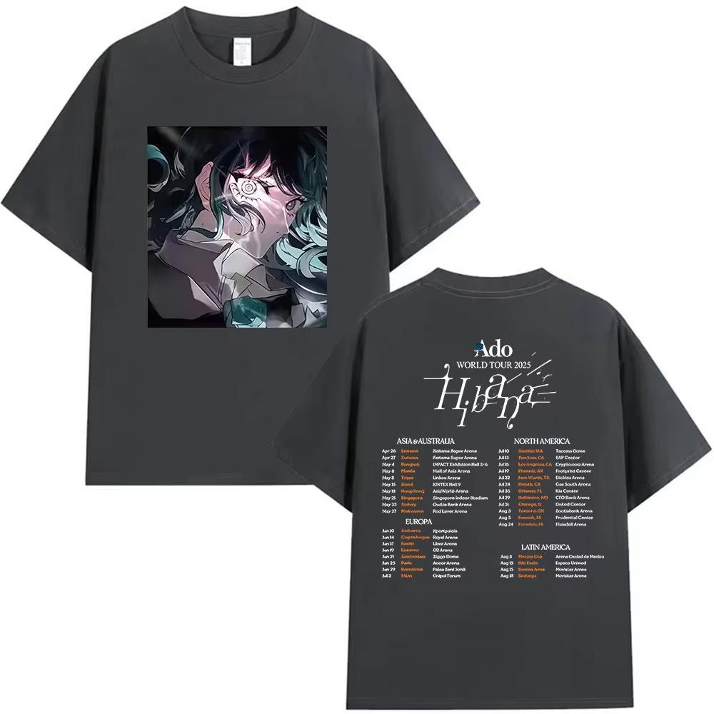 Japan Singer ADO World Tour 2025 Hibana Graphic T Shirts Men Women Hip Hop High Quality Oversized Cotton T-shirts Y2k Streetwear