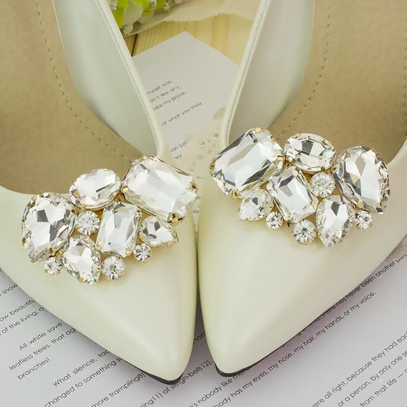 1Pair Lady Flower Shoe Buckle Strass Crystal Decorations Clips Shoe Charms Accessories