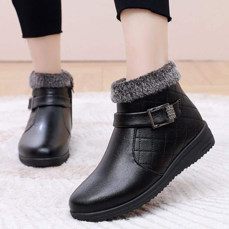 Shoes Women's 2025 New Cotton Shoes Women's Winter Velvet Thickened Snow Boots Wear-resistant Non-slip Thick-soled Middle-aged and Elderly Short Boots