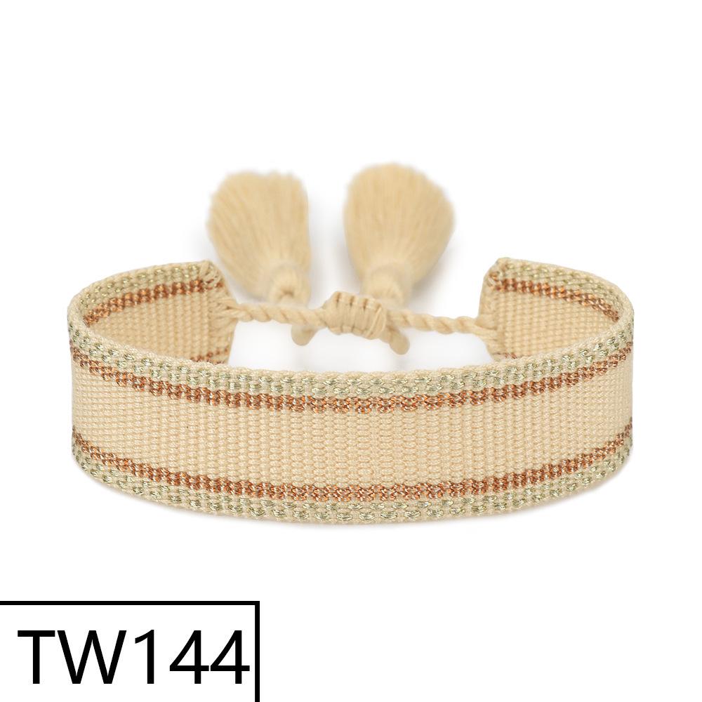 Handmade Bohemian Embroidered Logo Tassel Bracelet - Ethnic Style Friendship Band