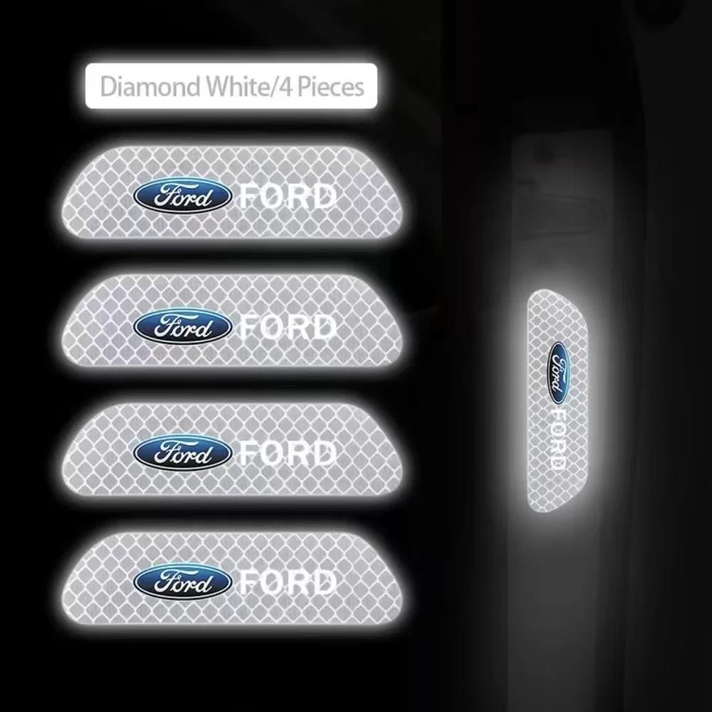 AKM1 4Pcs Car Door Sticker Safety Warning Reflective Mark For Ford S MAX Ranger Focus Fiesta Mondeo Kuga Mustang Escort KA Ecosport