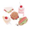 Kawaii Simulation Food Plush Keychain Creative Sandwich Hamburger Cake Keyring Bag Pendant Key Accessories Couple Gifts