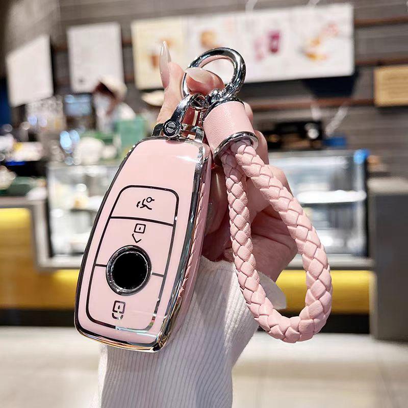 For Mercedes Benz A C E S G Class GLC CLA GLB 200 2024 CLE W205 W213 W222 X167 W177 Car Smart Key Cover Case Fob Shell Keychain