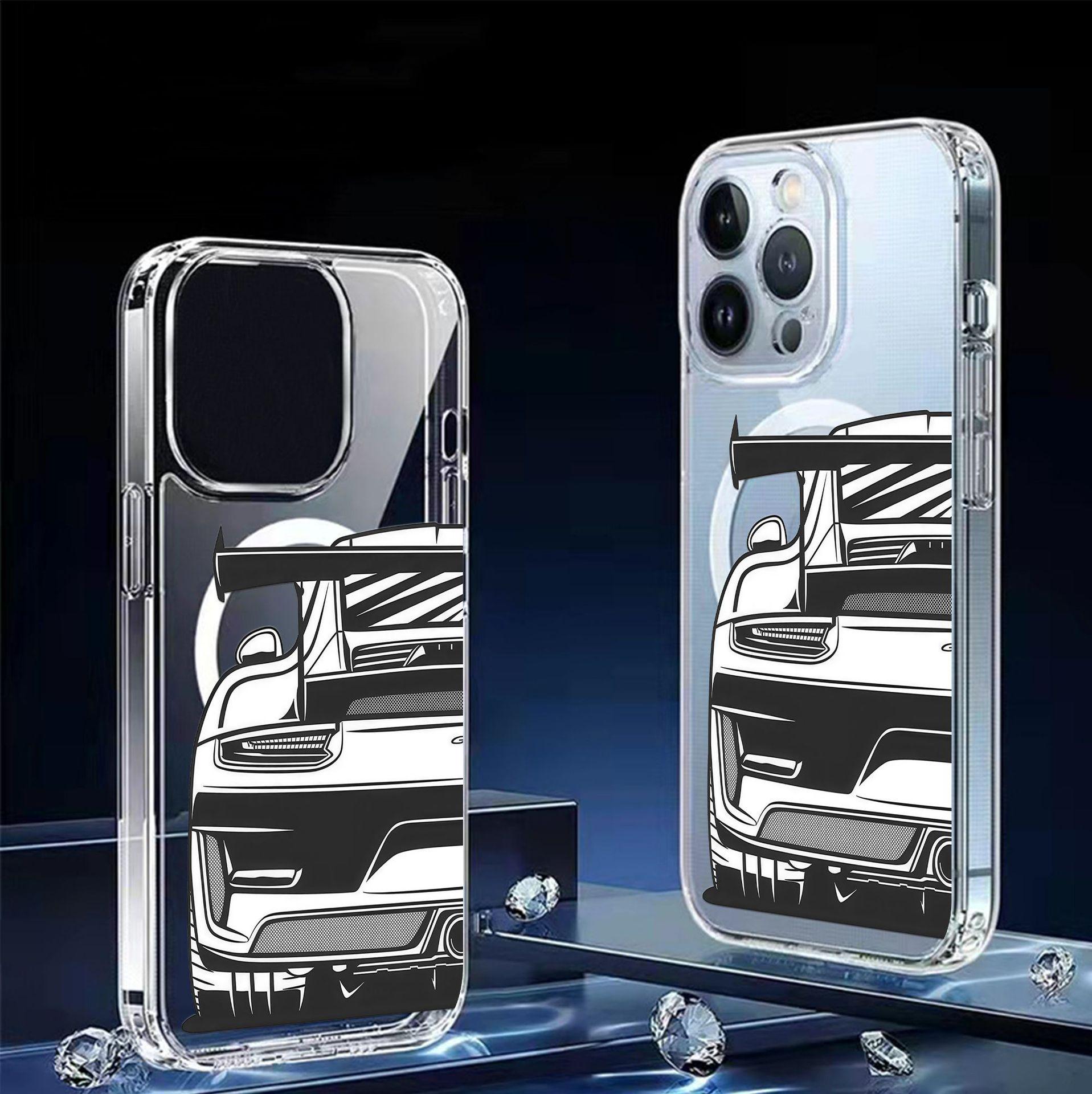 

Big Head Car Magnetic Suction Transparent Full Coverage Case for iPhone 15/16/17 Pro Max iPhone 16 Pro Max прозорий