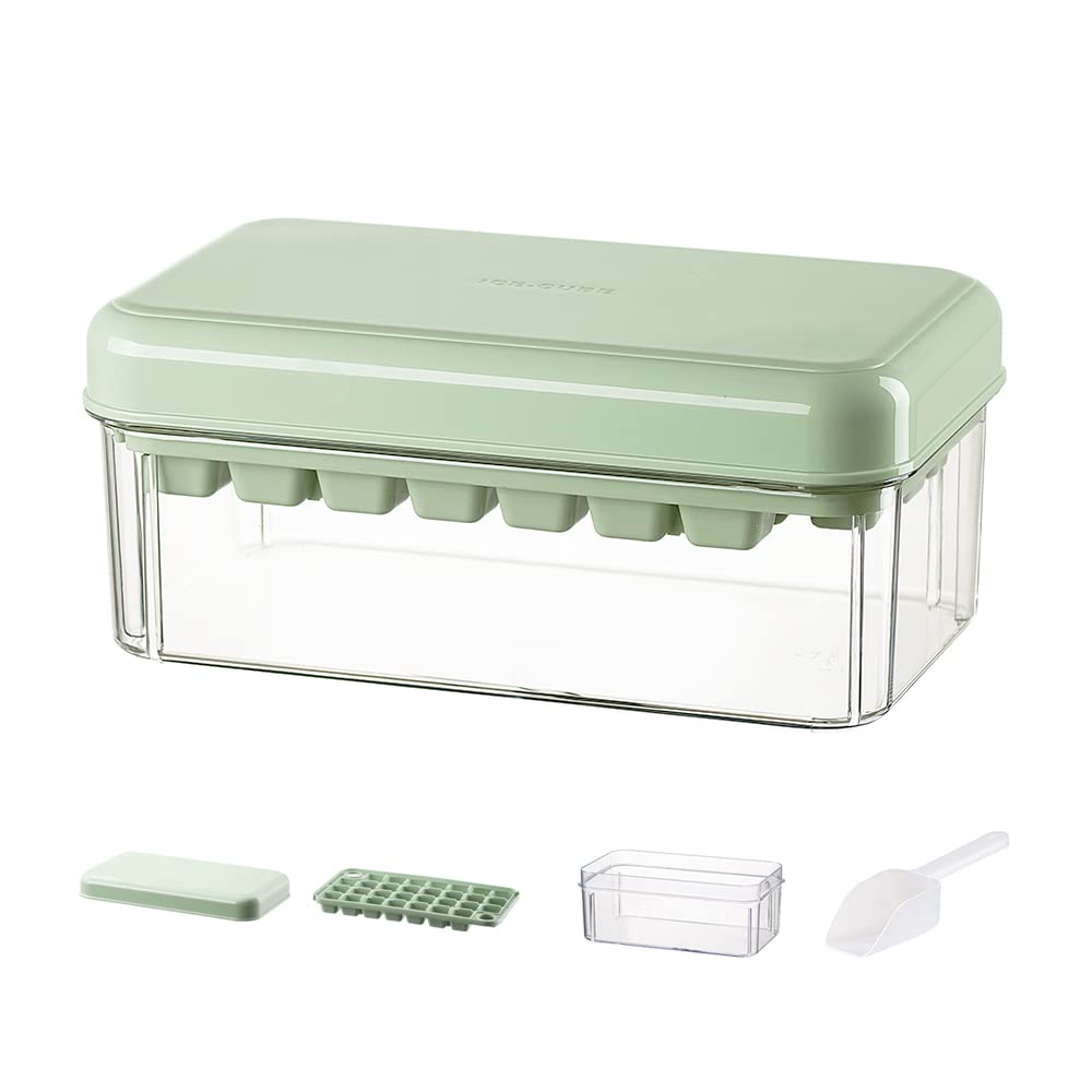 

KOKOBI Ice Cube Tray Ice in 1 Sanitation Law Ice Dual with Large Square for Home Individually Green [Dispenses Second] [Food Compliant] Maker, зелёный