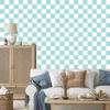 Checkerboard Wallpaper White and Celadon for Living Room and Bedroom 50x1000