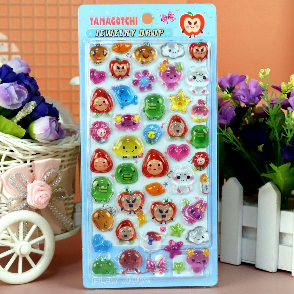 New DIY Decals 3D Relief Crystal Stickers Tamagotchi Theme Cute Aesthetic for Journal and Phone Case Decor Stationery Gift