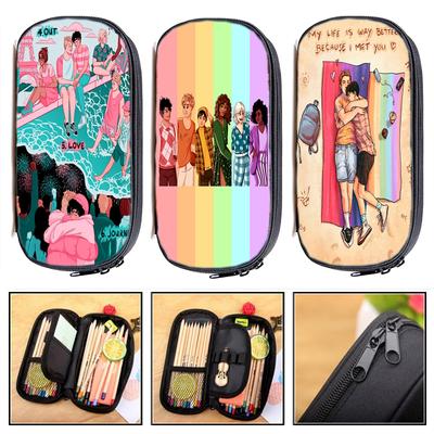 Heartstopper Stationery Pencil Bag Nick and Charlie Student Examination Dedicated Nylon Pen Case LGBT Unisex Pouch School Supplies