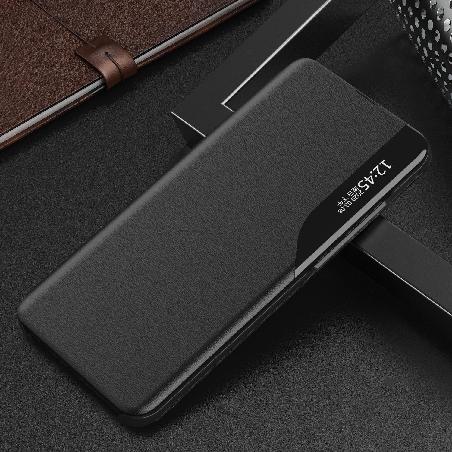 

For Xiaomi Redmi 13C 4G/Poco C65 4G Leather Case View Window Stand Cover Black
