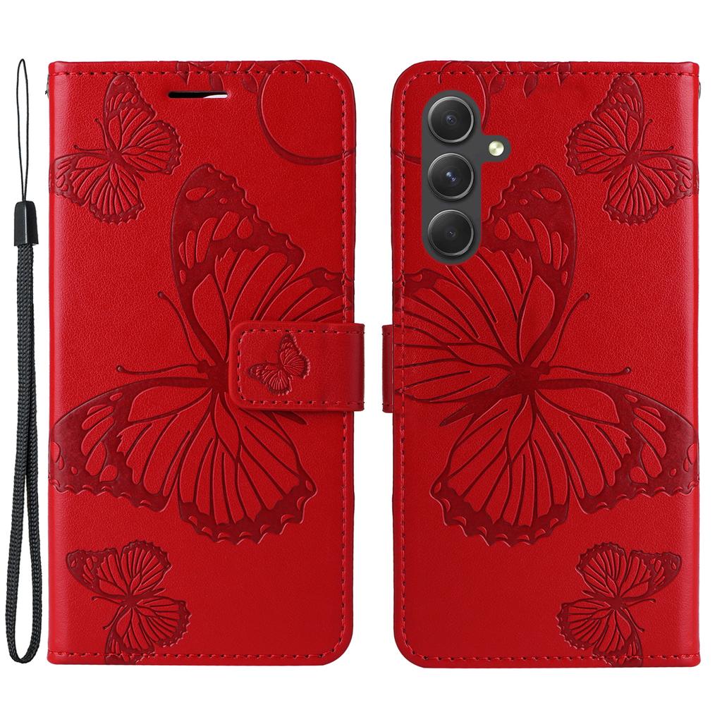 For Samsung Galaxy A55 5G Wallet Case Floral Butterfly Imprinted Leather Phone Cover Stand