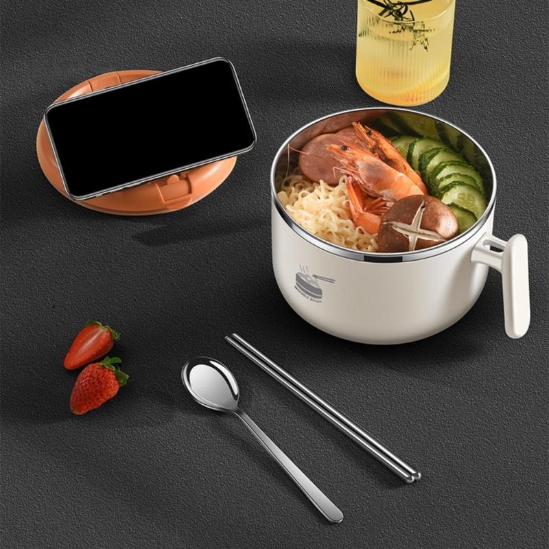 Durable 304 Stainless Steel Bowl with Timers Function Food Container Ramen Bowl Noodles Bowls Perfect for Kitchen Dorms