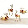 Christmas Bell Bow Metal Candle Holder Festive Reindeer Table Centerpiece for Holiday Decor Rustic Iron Craft