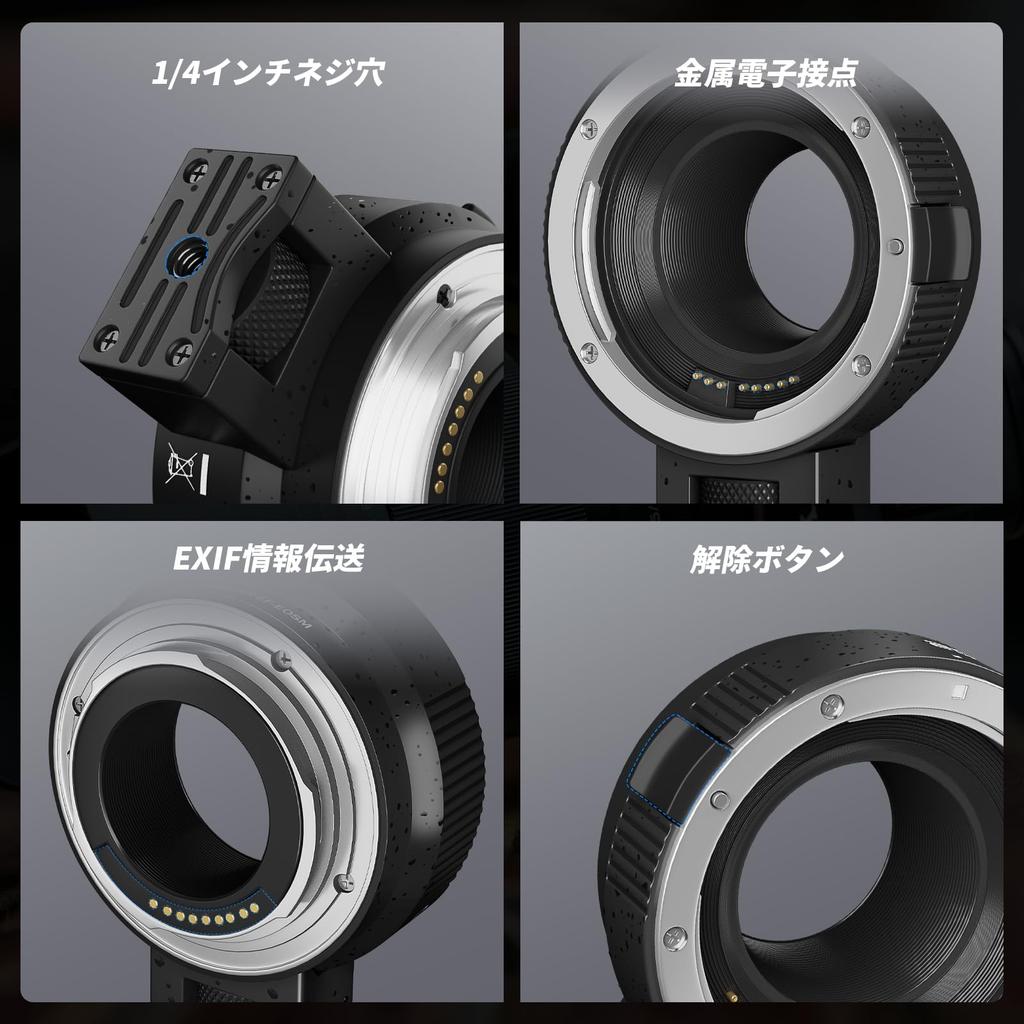 JJC Bague D’Adaptation Objectif Canon EF/EF-S Vers RF – Autofocus + Stabilisation – Pour EOS R, RP, R5, R6, R7, R8, R10, R50 Et Plus