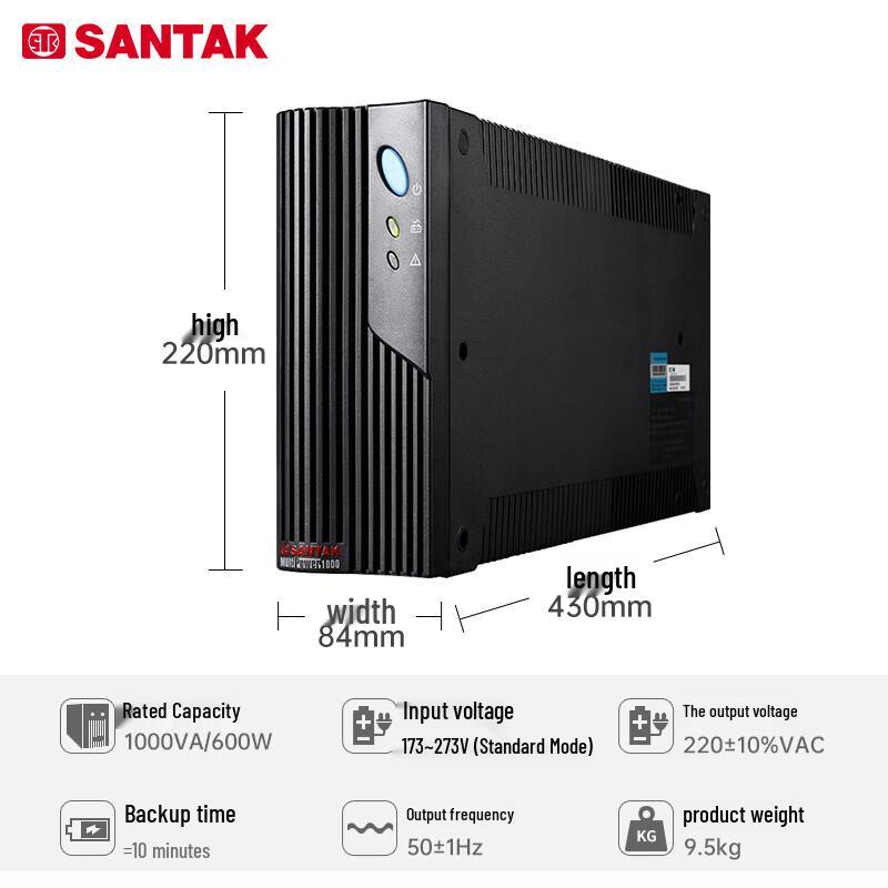 SANTAK MT1000 1KVA/600W Standby UPS CN plug (adapter included)
