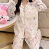 Milk Huhu Cute Cartoon Printed Pajamas Women'S Autumn Long-Sleeved Suit Loose Loungewear Can Be Worn Outside