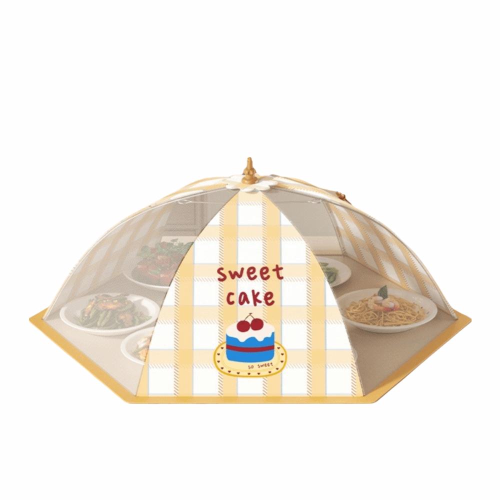 Cartoon Print Kitchen Dust-proof Cover Fly-proof Food Dish Cover Meal Protection 70cm-Round Yellow