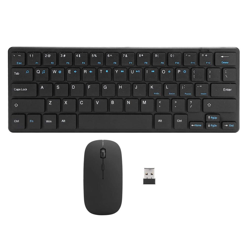 Kabelloses Tastatur- und Mausset mit 2,4G USB-Empfänger, ergonomisches Design, kompakt und tragbar, 64 Tasten, 10m effektive Reichweite