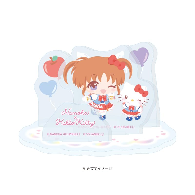 Magical Girl Lyrical Nanoha Series X Sanrio Characters 01 Nanoha X Hello Kitty [Mini Character Illustration] Acrylic Stand Plate
