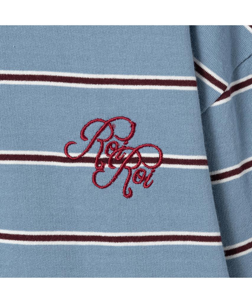 ROIROI Striped Long Sleeve Polo Shirt - Blue
