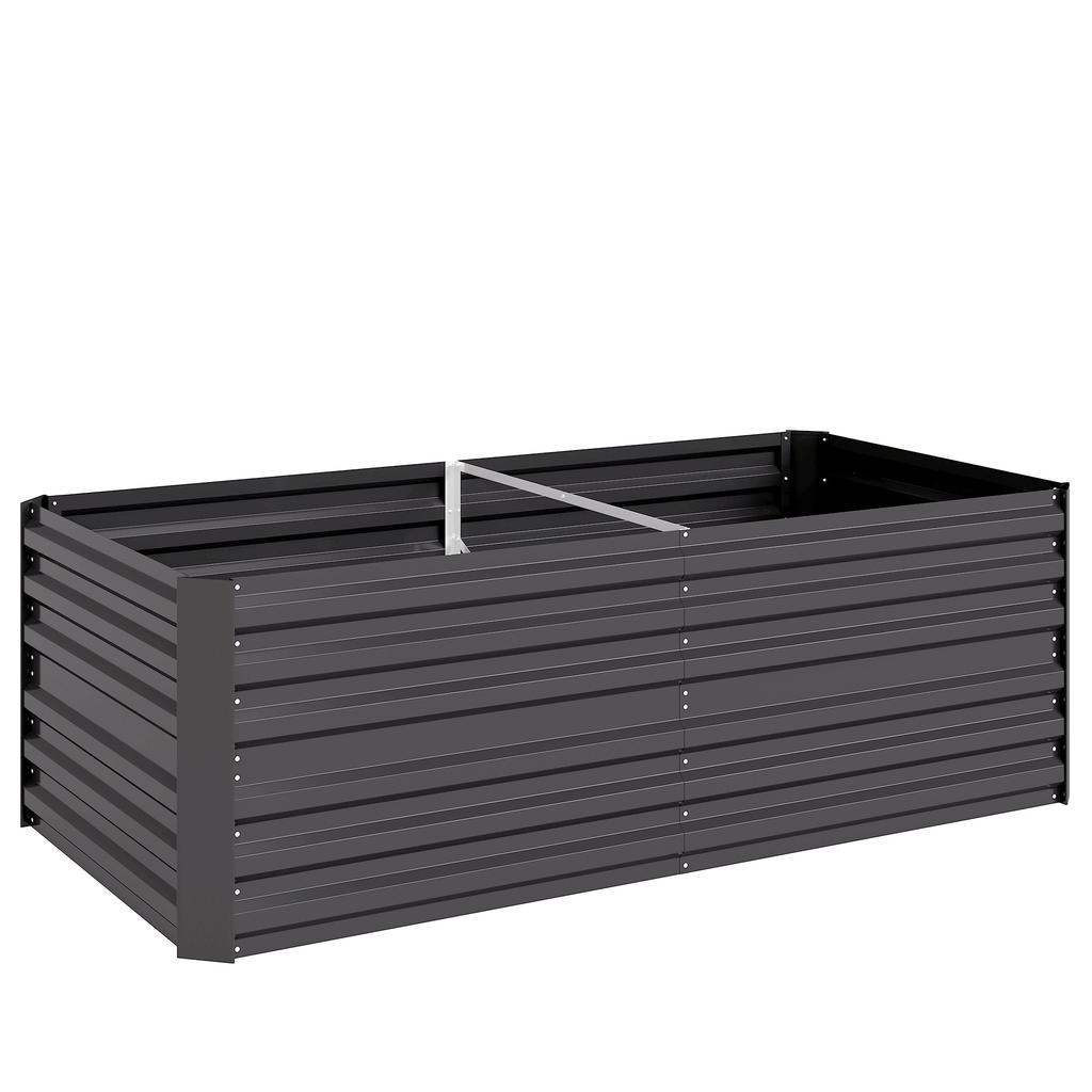 Raised Beds for Garden, Galvanised Steel Outdoor Planters with Multi-reinforced Rods, 180 X 90 X 59 Cm, Dark Grey
