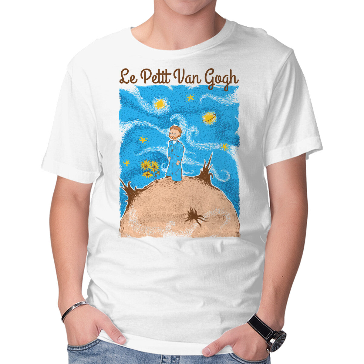 Unisex Crew Neck T-Shirt The Little Van Gogh Graphic Short Sleeve Casual Tee XS
