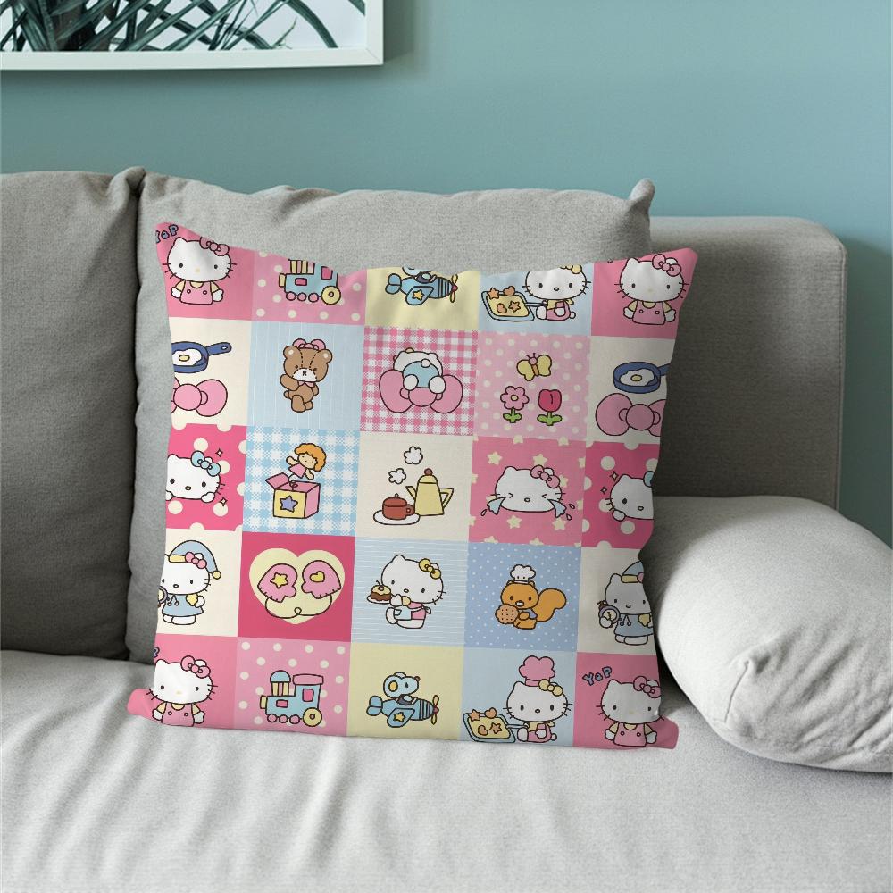 H-Hello K-Kittys Cute Pillow Case Sofa Living Room Bedroom Headboard Backrest Cushion Square Cushion Nap Time
