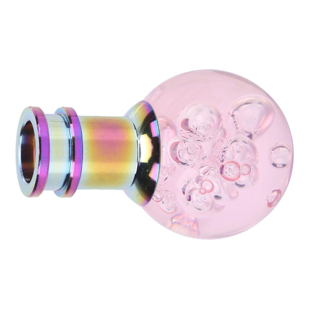 Manual Shift Knob Gear Stick Shifter Pink Crystal Bubble with 3 Threaded Adapters Universal