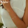BAMOER 925 Sterling Silver Moon Bracelet, White Gold Plated Personalized Moonlight Dainty Link Chain Bracelet for Women