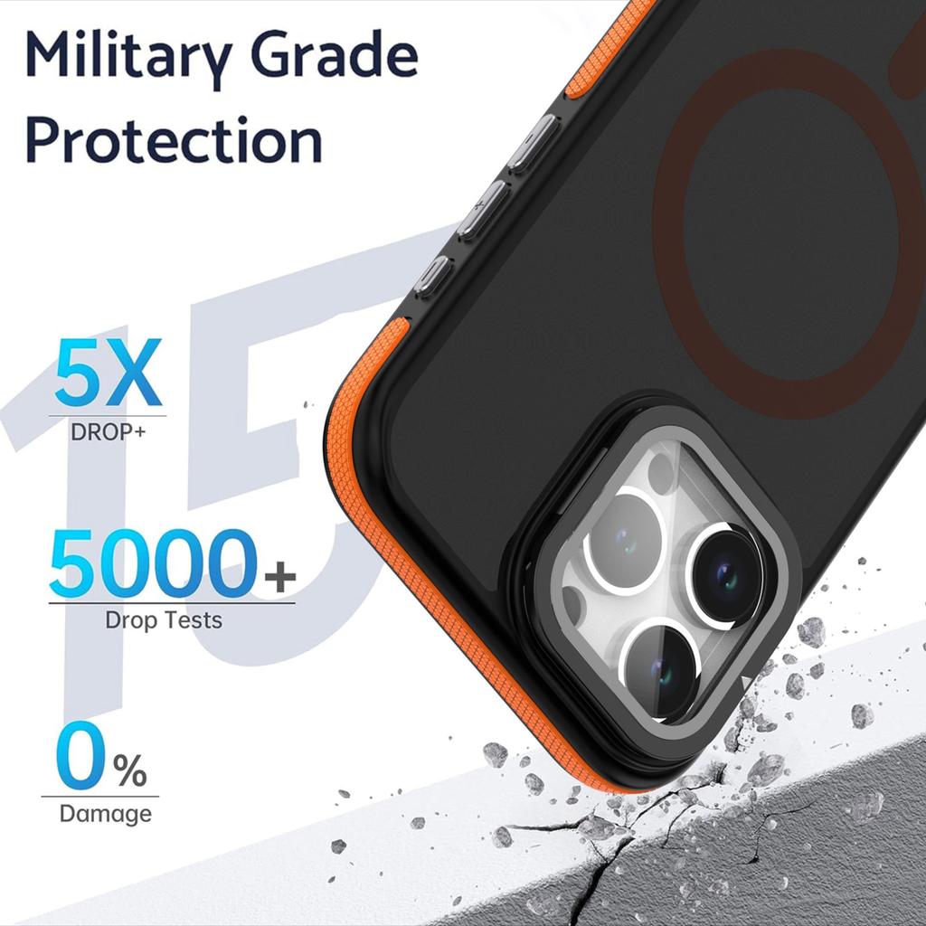 For iPhone 16 Pro Max Magnetic Case Skin-Touch TPU Acrylic Phone Back Cover with Lens Protector Kickstand