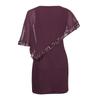 Women Plus Size Cold Shoulder Overlay Asymmetric Chiffon Strapless Sequins Dress