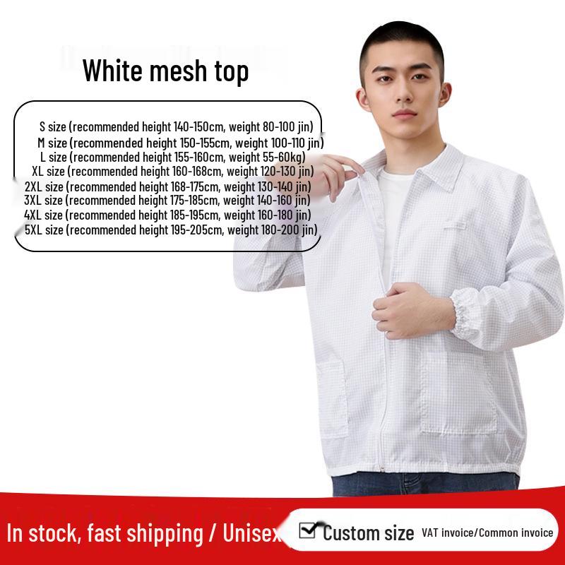 Class 1000 Cleanroom Anti-static Mesh Top Dustproof Suit, 0.5cm Static-dissipative Workwear