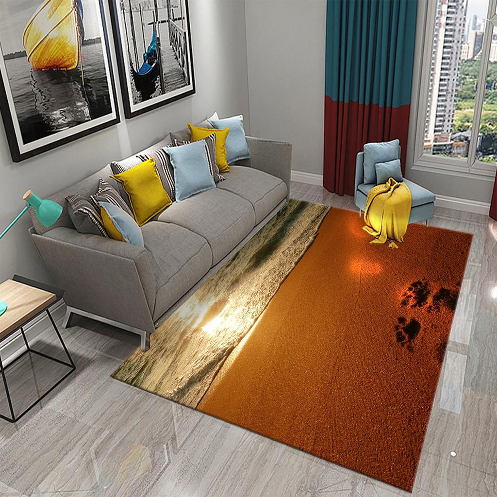 Seaside Sand Carpet Shell Starfish Beach Mat for Bathroom Toilet Entrance Non-slip Area Mats Living Room Kids Bedroom Decor Rugs