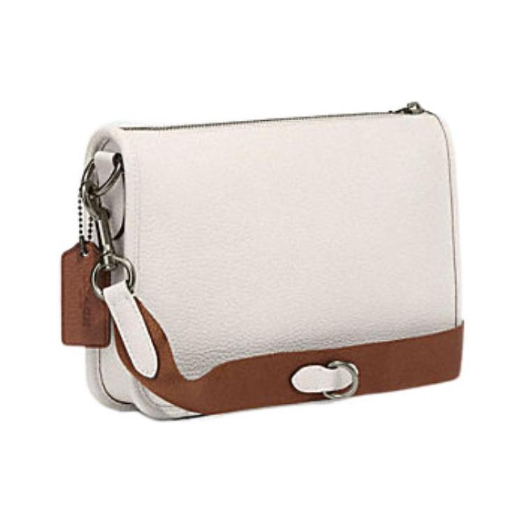 New COACH Heritage Cow Leather Shoulder Bag Crossbody Bag Medium Size Women's White CG998-QBCAH