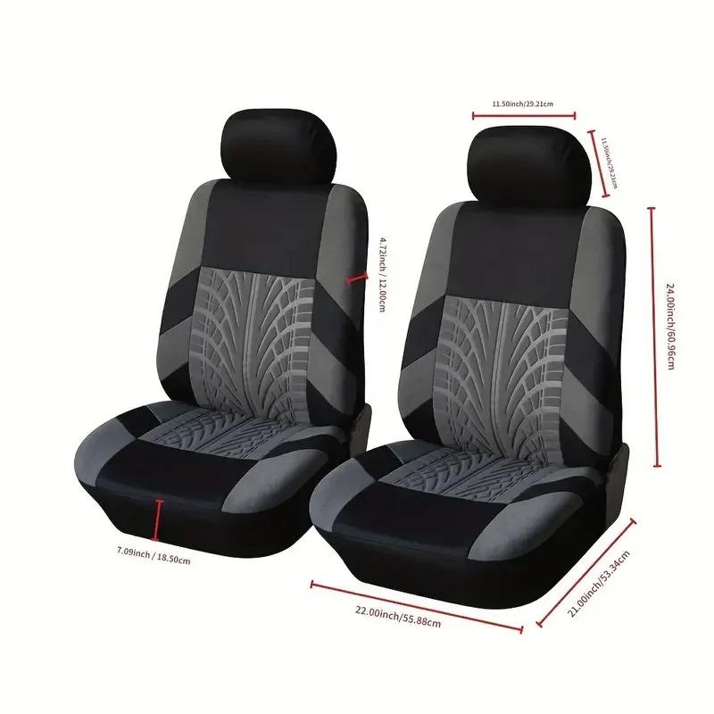 2 Premium Front Car Seat Covers with Removable Headrests - Universal Fit, Filled with Soft Polyester Foam, Breathable and Durabl