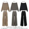 Kobe Lettuce Knit and Wear Size Greige Women's Off-the-Shoulder Set, Wide-Leg Pants, Sweater, Autumn/Winter, 2-Piece Set, Casual, Comfortable,