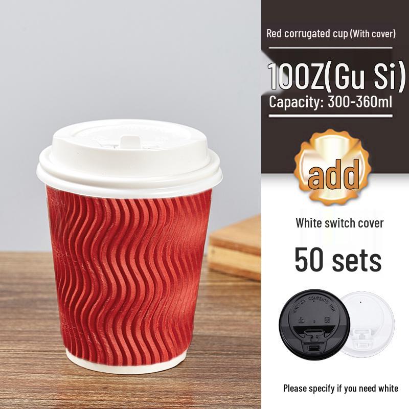 Copo de Café Descartável de Camada Dupla com Tampa: Antiescaldante, Ondulado em Forma de S para Bebidas Quentes e Chá de Leite