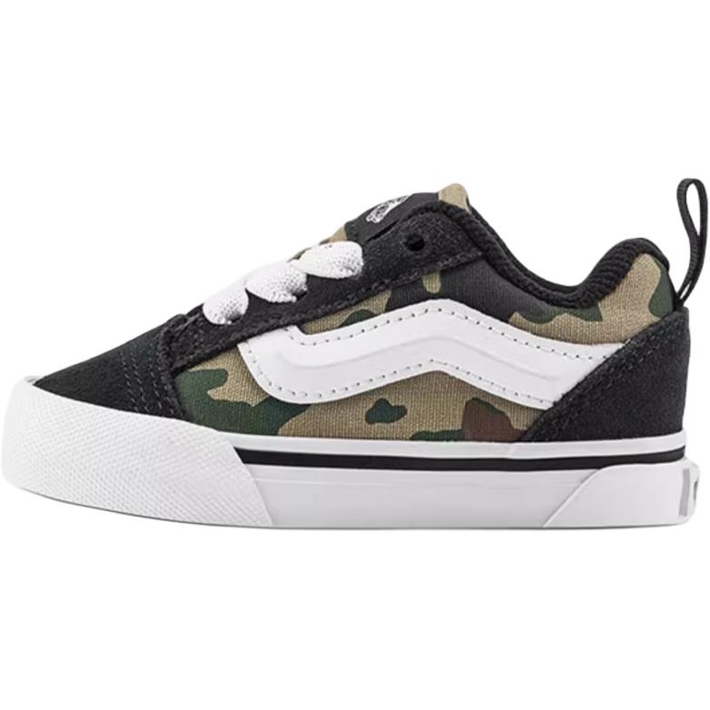 Vans Knu Skool Эластичная шнуровка Классика Удобная Модная Прочная Низкий верх Обувь для ходьбы Детские кроссовки Черный Белый VN000D0KYJ7